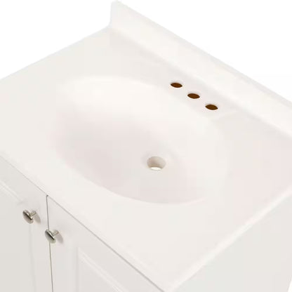 25 In. Single Sink White Bath Vanity with Cultured Marble Top (Assembled)