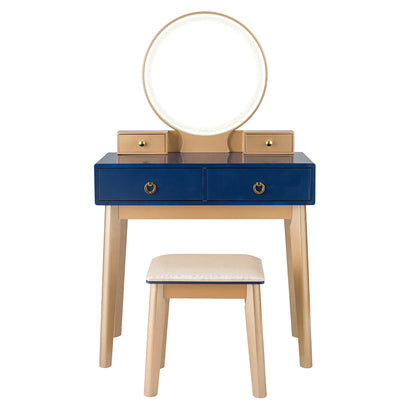 Vanity Makeup Table Touch Screen 3 Lighting Modes Dressing Table Set Navy Blue