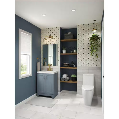 Brindle 24.5 In. W X 16.25 In. D X 33.8 In. H Single Sink Bath Vanity in Steel Blue with White Cultured Marble Top