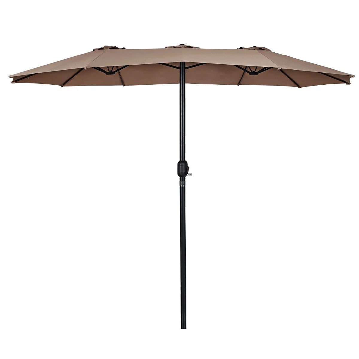 15' Market Outdoor Umbrella Double-Sided Twin Patio Umbrella with Crank Tan