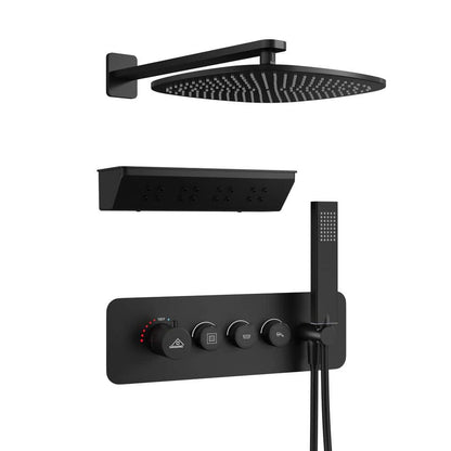 CASAINC 12 Inches Wall Mounted Shower System & Hand Shower Shelf