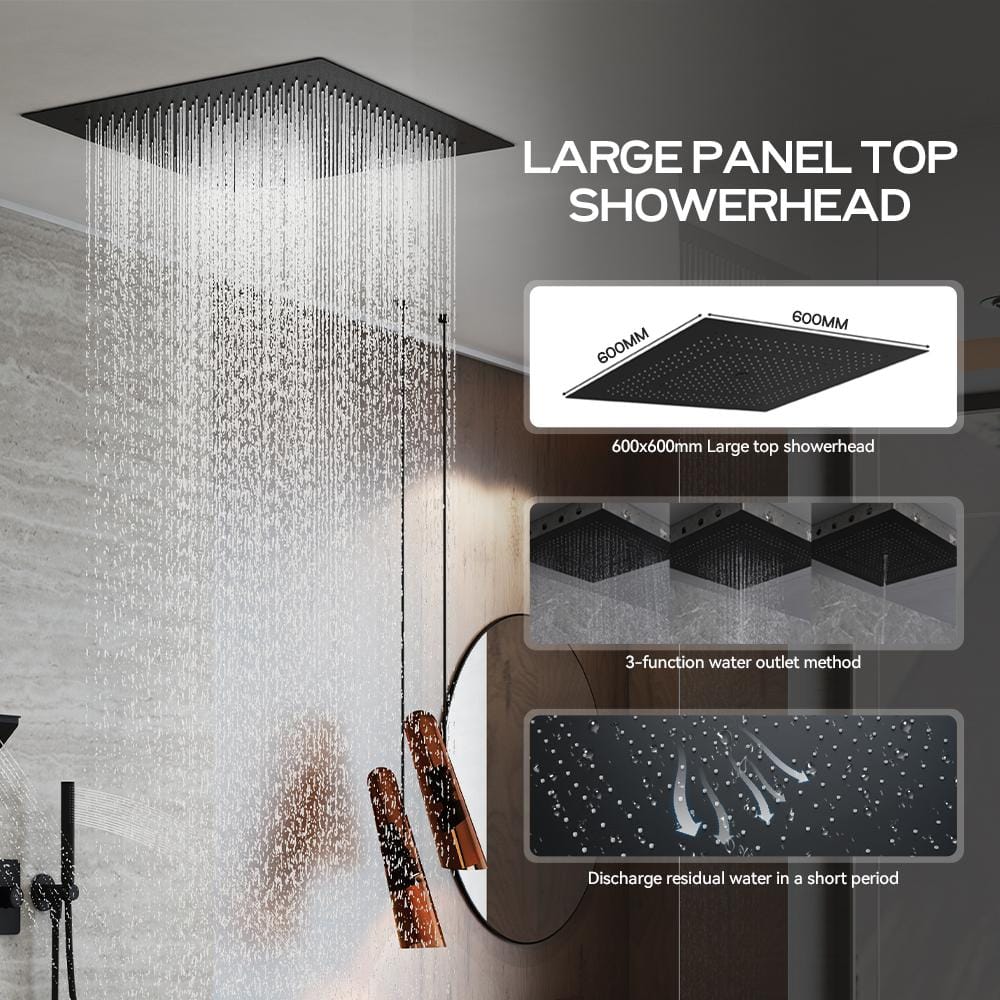 CASAINC 23 Inches Ceiling Mounted Luxury Shower System with Shelf Body Jet
