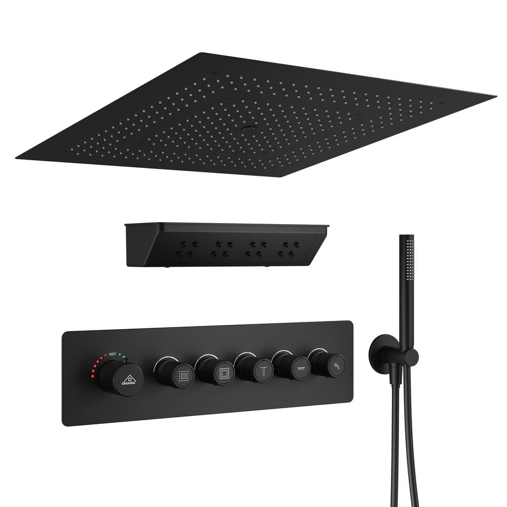 CASAINC 23 Inches Ceiling Mounted Luxury Shower System with Shelf Body Jet