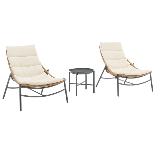Manhattan 3-Piece Outdoor Patio Conversation Set with Round Side Tablet