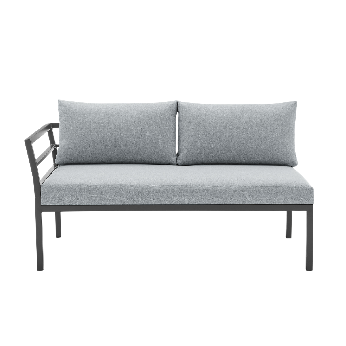 Manhattan 5-Piece Outdoor Patio L-Shaped Sectional Sofa Set with Coffee Table in Gray / White