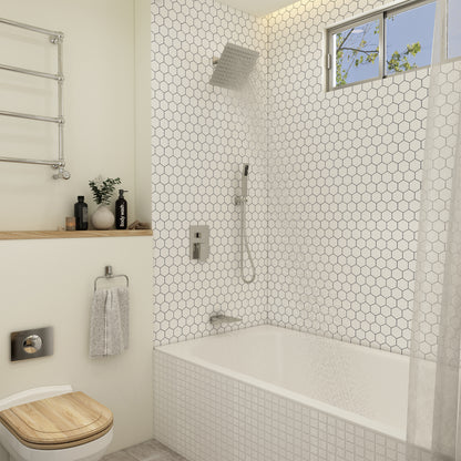CASAINC 10 Inches Luxury Wall Mounted Square Shower System with Handheld Spray & Tub Spout