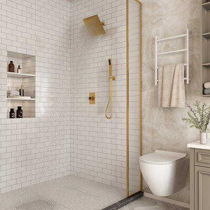 CASAINC 10 Inches Wall Mounted Pressure Balance Shower System with Handheld Spray