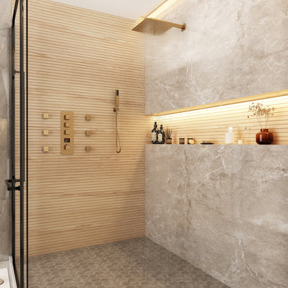 CASAINC 12 Inches Luxury Wall Mounted Square Shower System with 6 Body Jets & Handheld Spray