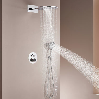 CASAINC Luxury Thermostatic Dual 2 Function Shower System with Handheld Spray Wall Mounted